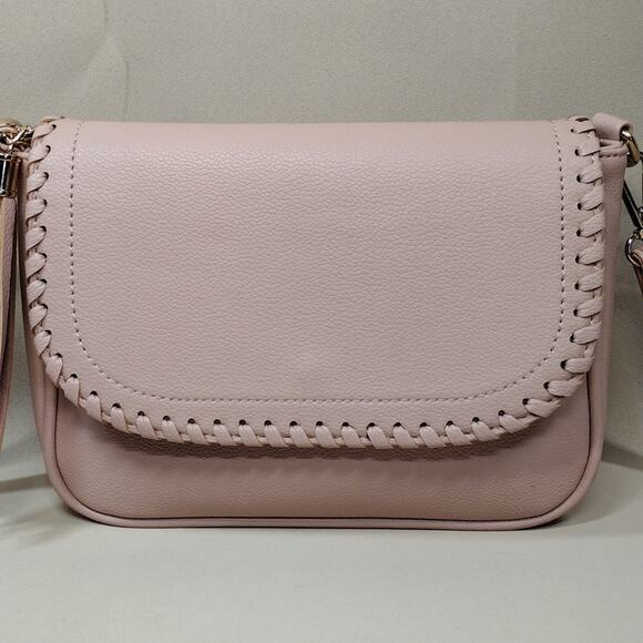 NWOT Elegant Faux Leather Fringe Casual Cute Pink Crossbody Bag Purse - Picture 2 of 13